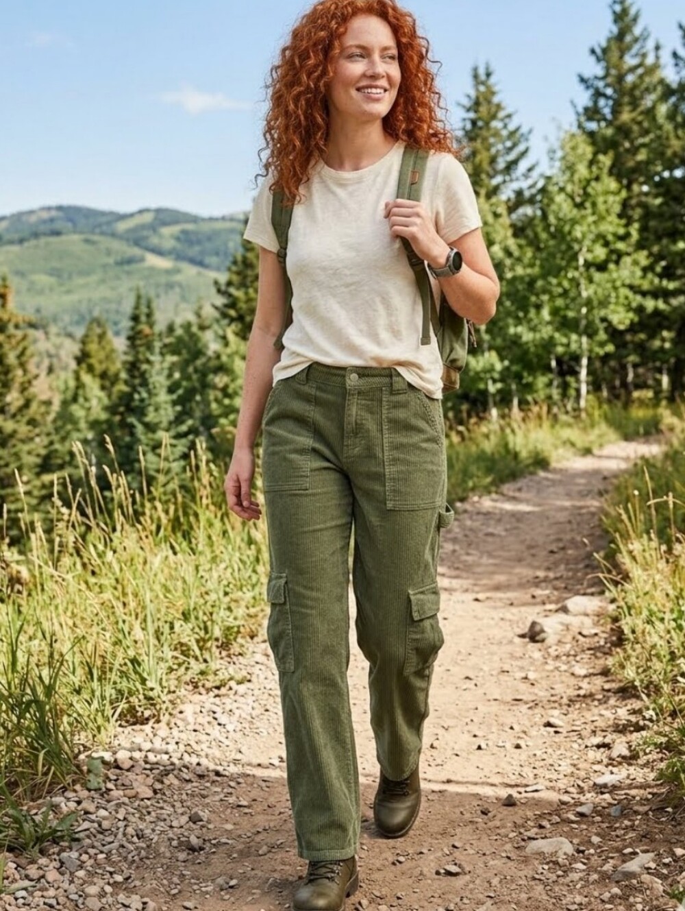 ⭐️2/$30⭐️ Forever 21 Women's Corduroy Cargo Utility Pants Olive Green Medium